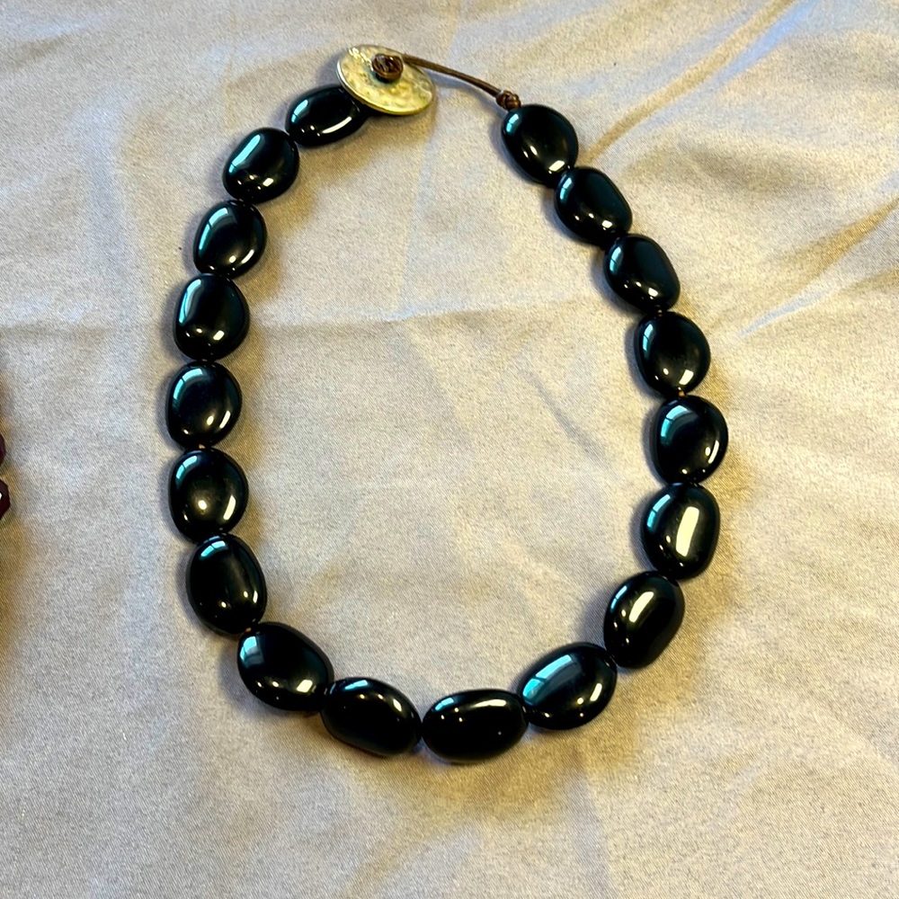 Chaps Black Stone Necklace